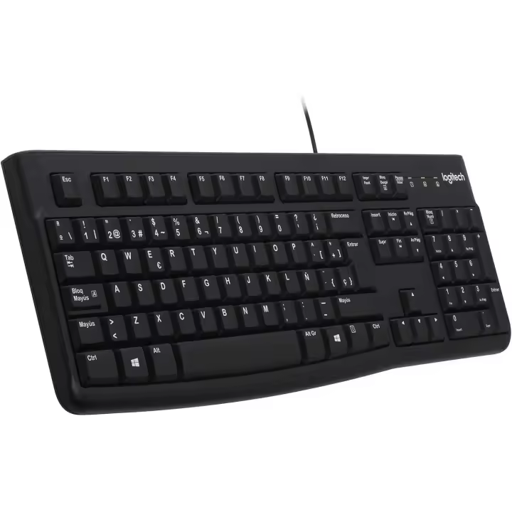 Logitech K120 Teclado con Cable Business para Windows, Tamaño Normal, Resistante a Líquido, Barra Espaciadora Curvada, PC/Portátil, Disposición QWERTY Español, color Negro - 1