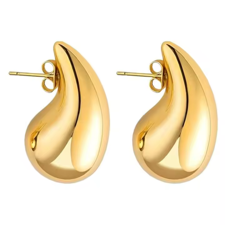 Pendientes de Acero Grueso en Forma de Gota Dorada Gótico Nífo para Mujeres Acero Inoxidable Oro - 1