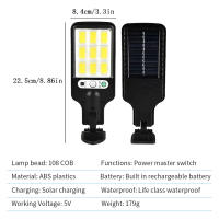 Lámpara De Calle Solar Con Sensor De Movimiento Y Reflector LED COB 108 IP65 Impermeable Luz Exterior Inducción Humana Spot Luz De Pared - details 0