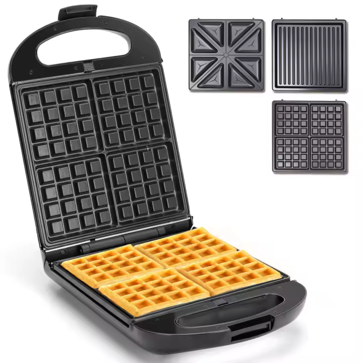 AIGOSTAR Sandwichera 3 en 1, Grill y Gofrera. 3 Placas Desmontables Antiadherentes e Intercambiables. ( 1200W - 1