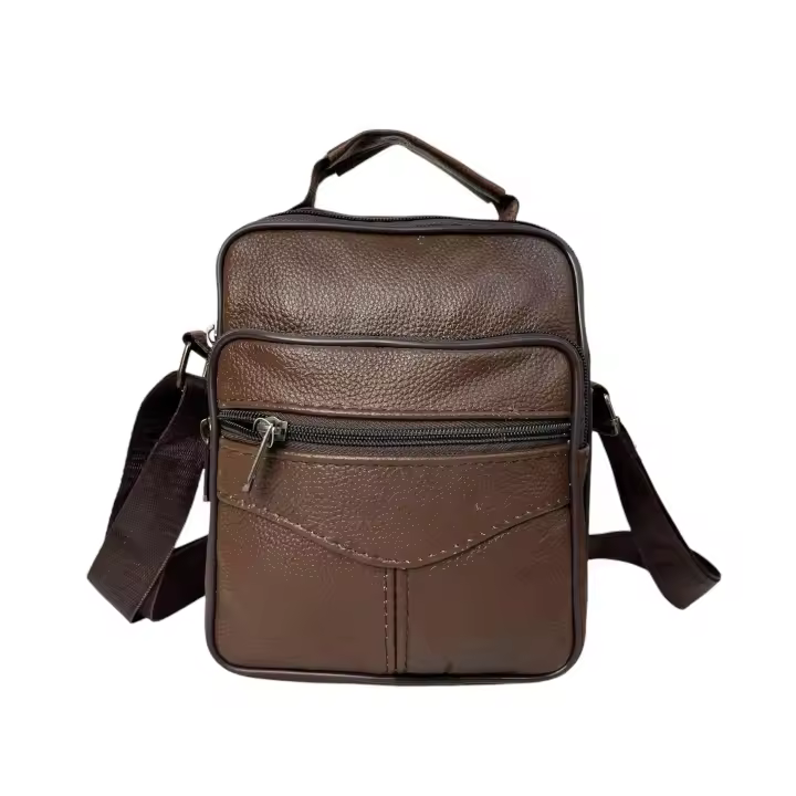 DL-66 Bolso de hombro de cuero genuino para hombre, bandolera Vertical de piel auténtica multibolsillo - 1