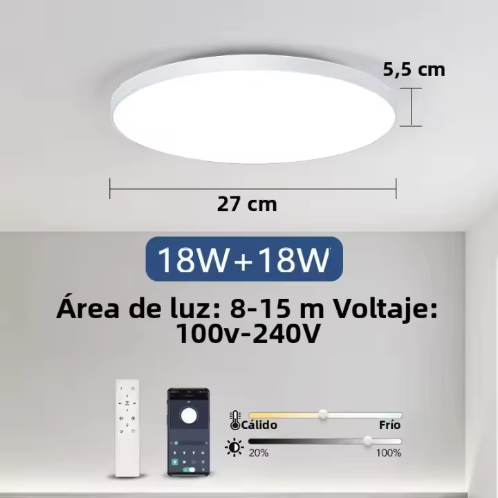 Lámpara De Techo LED Inteligente MANVIV Con Control Remoto/App Luz Dimmerable Decoración Para El Hogar Y Habitaciones Modernas Incluye Bombillas - 1