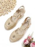 Sandalias Alpargatas De Mujer Con Cuña Altas,Zapatos de mujer de cuña con punta cerrada de estilo trenzado transpirable de malla cómodos bailarinas de verano de vacaciones para mujer ideales para uso diario y ocasiones especiales - details 0