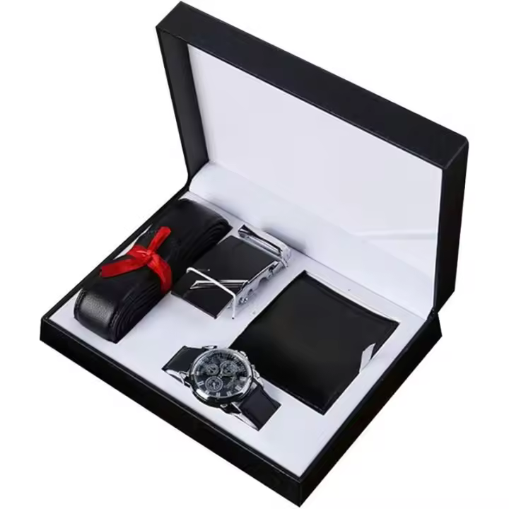 Reloj de hombre, cinturón, billetera, caja de accesorios de 3 piezas, juego de regalo, cuarzo analógico, regalo para el Día del Padre - 1