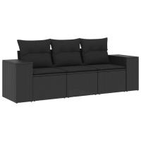 vidaXL Juego de sofás de jardín con cojines 3 pzas ratán PE Negro, Negro y crema, beige and cream Conjunto Terraza Muebles Jardín Exterior Juego de Muebles de jardín Mueble Jardín Exterior Muebles de Salon Exterior - details 2