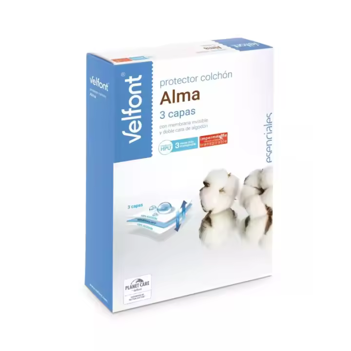 Velfont  Protector Colchón modelo Alma 3 capas Impermeable.Protección total a los líquidos y a los ácaros. - 1