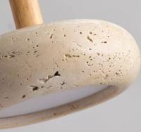 Meimon Lámpara colgante de piedra y madera con bombilla LED incluida. Luz fría, neutra o cálida. Ideal para comedor, cocina o salón. Diseño natural y elegante.  Lámpara de comedor o lámpara de araña - details 4