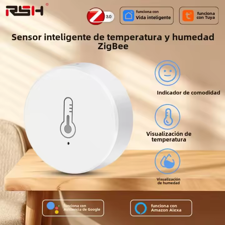 Sensor De Temperatura Y Humedad Inteligente RSH ZigBee Mini Termómetro Y Higrómetro Con Aplicación Tuya Smart Life Batería Integrada - 1