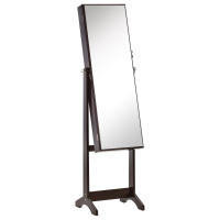HOMCOM Espejo Joyero de Pie Armario de Joyería con 4 Ángulos Ajustables Cerradura Magnética Organizador de Joyas con Estantes Ranuras para Pendientes Anillos Collares 46x36,5x151,5 cm - details 0