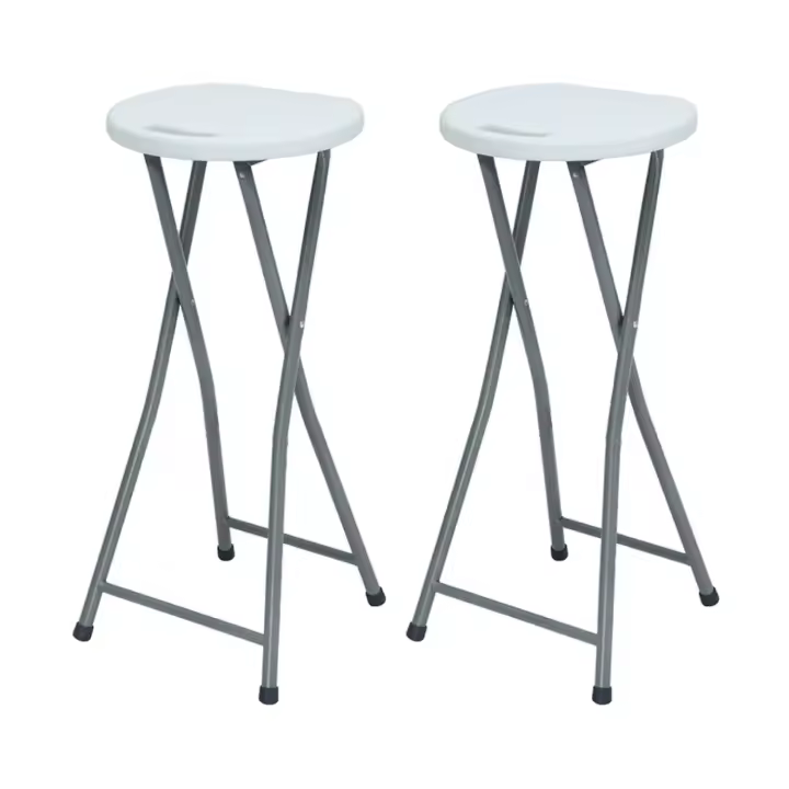 Pack 2 Taburetes Plegables Alto Blanco 30x76cm Thinia Home - 1