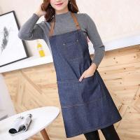 Mujeres largo Denim delantal Halter ajustable jeans delantal para cocina restaurante café 71*65cm - details 3