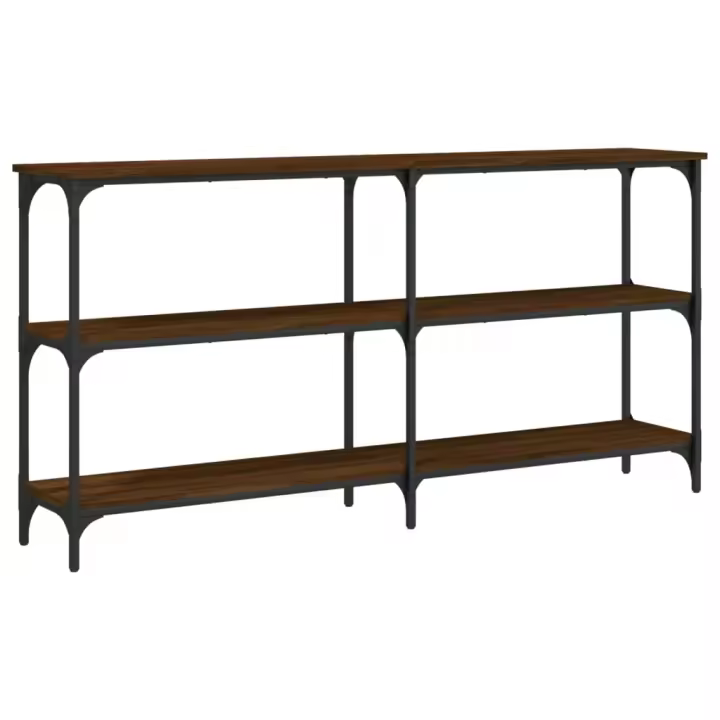 Mesa consola madera de ingeniería 150x29x75 cm Negro, Roble Sonoma, Roble ahumado Mesa de sofá Mesa de Entrada para Salón Consola de Entrada Mueble Recibidor Mesita Mesa auxiliar Salon - 1