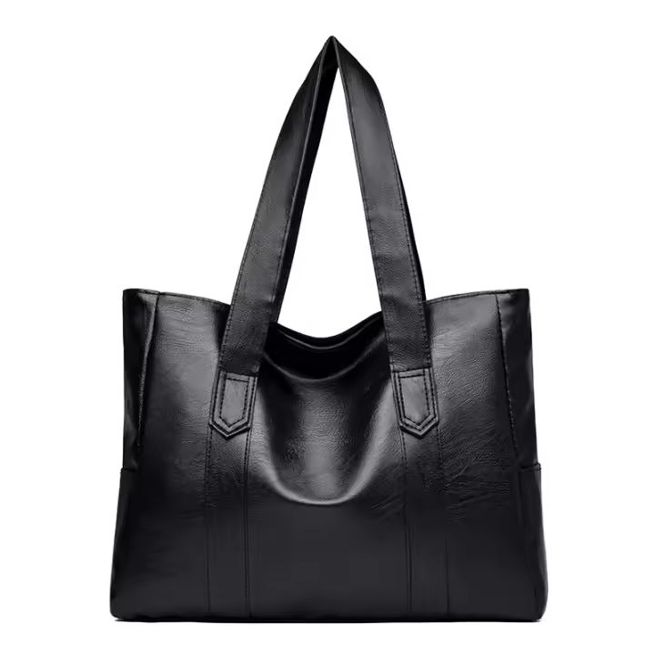 Bolso Grande de cuero para Mujer, cartera Clásica de un solo hombro, Color sólido, Simple, informal, Gran capacidad - 1