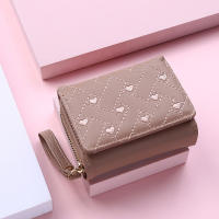 Cartera De Mujer Tri Fold Bolsa De Tarjetas PU Con Múltiples Bolsillos Estilo Coreano Minimalista Bordado De Amor Casual - details 12
