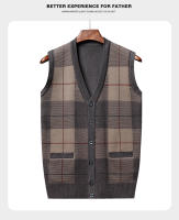 Suéter De Casual Para Hombre Chaqueta Sin Mangas Gruesa Para Otoño E Invierno Cardigan Con Estampado Rayado Cuello En V - details 15