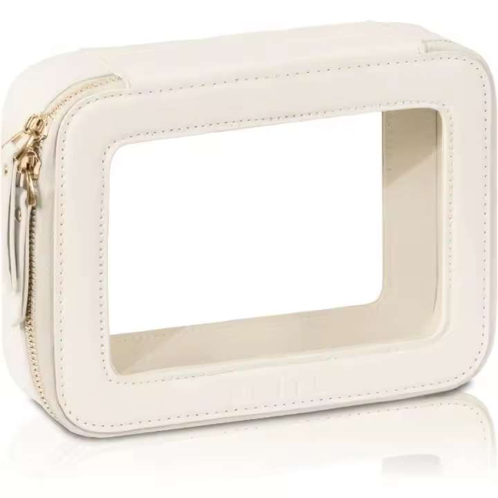 Neceser transparente con caja de regalo, impermeable, neceser de viaje para el coche con cremallera doble (beige) - 1