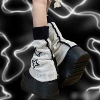 Calentadores De Pierna Para Mujer Estilo Gótico Con Estampado De Calavera Y Estrella Talla Única Poliéster Invierno Accesorio Para Botas Lolita Y2K Doble Cara Wearable - details 5