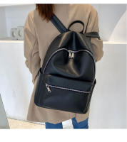 Mochila De Cuero PU Suave Para Mujeres 2024 Nueva De Gran Capacidad Negra Moda Tendencia Para Estudiantes Viaje Versátil - details 7