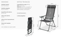 Tectake - 4 sillas de aluminio plegables con respaldo, Estructura de aluminio revestido, Plegable, Malla sintética transpirable, Respaldo alto ajustable en 5 posiciones muy cómodas - details 4