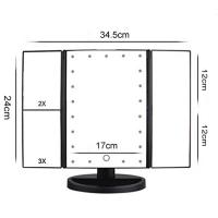 Espejo De Maquillaje Multifuncional Con LED 1/2/3X Aumento Vanidad Rotación De 180° Con 22 Luces LED Iluminación De Escritorio Doméstico - details 8