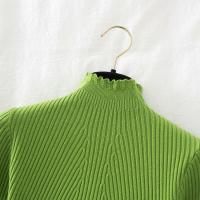 Suéter De Mujer Con Volantes Y Cuello Bajo Largo Manga Larga Tejido Básico Solido Rayado Para Otoño Invierno Top Casual - details 38