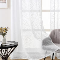Cortinas Blancas Con Rayas Modernas Tules Transparentes Para Sala De Estar Ventanas De Dormitorio Decoración De Hogar Cortinas Bordadas Sin Cubierta Antipolvo - details 2