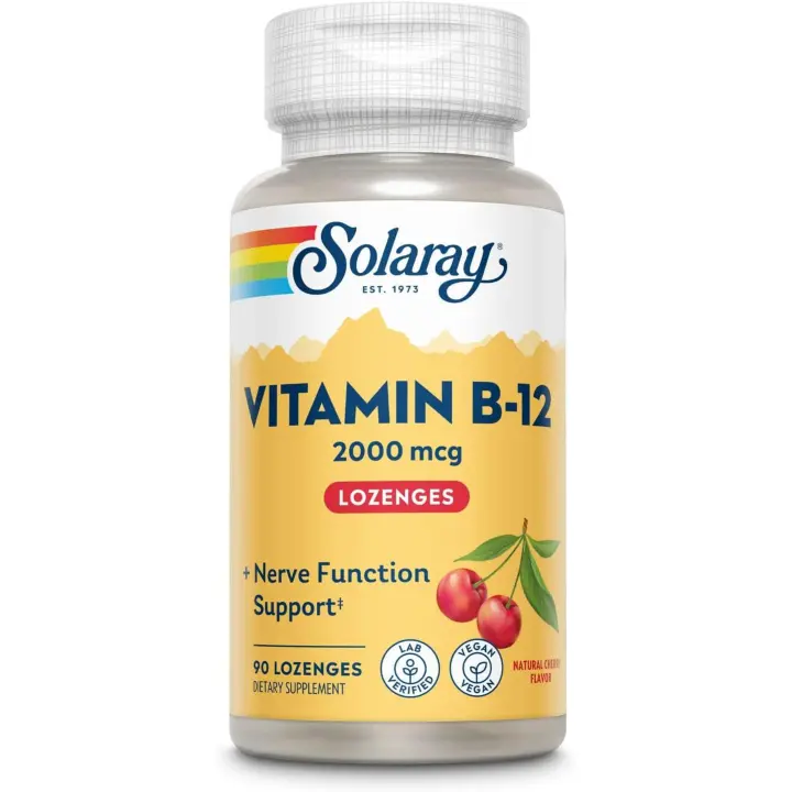 Solaray Vitamina B12 2000mcg 90 Cápsulas - Ayuda Al Sistema Nervioso - Alta Absorción - 1