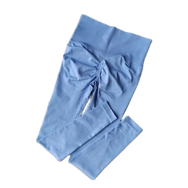 Leggings De Yoga Sin Costuras Para Mujer Fitness Quick Dry Pantalones Deportivos De Push up Cintura Alta Sólida De Nylon Y Spandex - 1