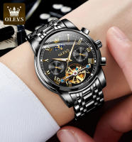 Reloj De Pulsera Automático Para Hombre OLEVS 6617 Lujo Esqueleto Hueco Flywheel Calendario Resistente Al Agua Fase Lunar Acero Inoxidable Romano - details 21