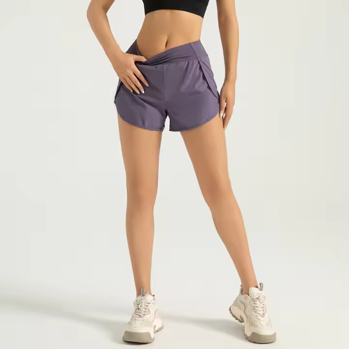 MOV Los bolsillos laterales anti-Exposición de los pantalones cortos de los deportes de las mujeres a continuación los pantalones cortos corrientes de la yoga de la aptitud - 1