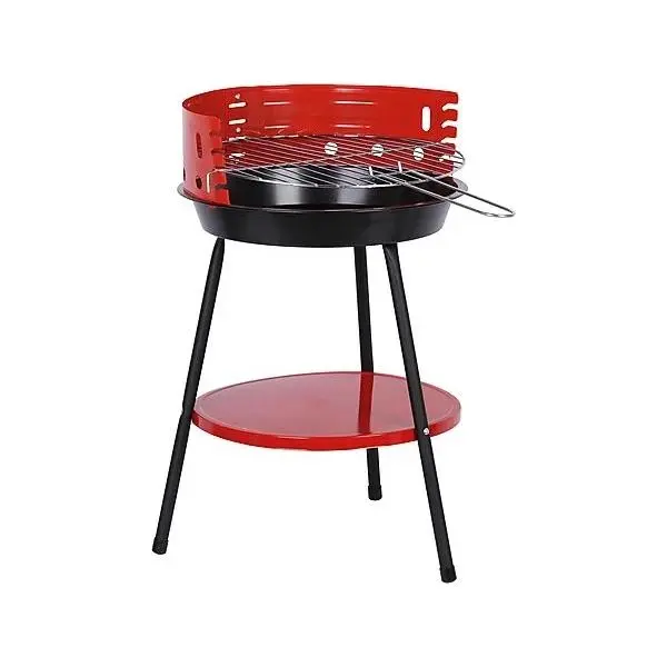 Fedor - Barbacoa Redonda 3 Pies - Bandeja 34 Cm - Carbón - Parrilla Acero Roja - Familiares Amigos - Fácil Transporte - 1