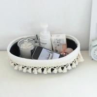 Cesta De Almacenamiento De Algodón Con Borla Estilo Pastoral Para El Hogar Y Sala De Estar Caja De Almacenamiento Ecológica Y Espaciosa Para Artículos Variados - details 5