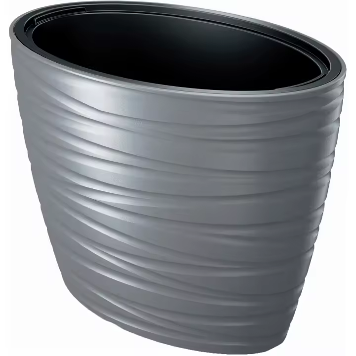 Maceta Ovalada Prosperplast 56L con Deposito y Diseño Elegante en Gris Piedra - 1