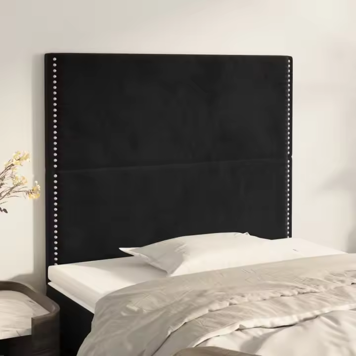 vidaXL Cabeceros 2 unidades de terciopelo negro 90x5x78/88 cm - 1
