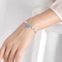 Pulsera Nomeolvides original de Plata Pura que no se decolora, pulsera de Flores de alta gama de Verano para Mujer - details 1