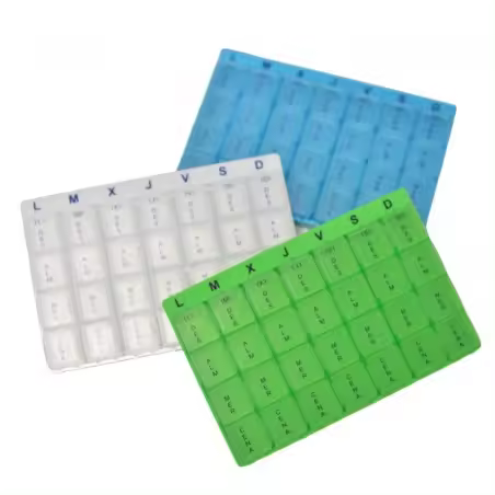 Pastillero Semanal Organizador Viaje 28 Compartimentos - Seguro para Uso Diario - 1