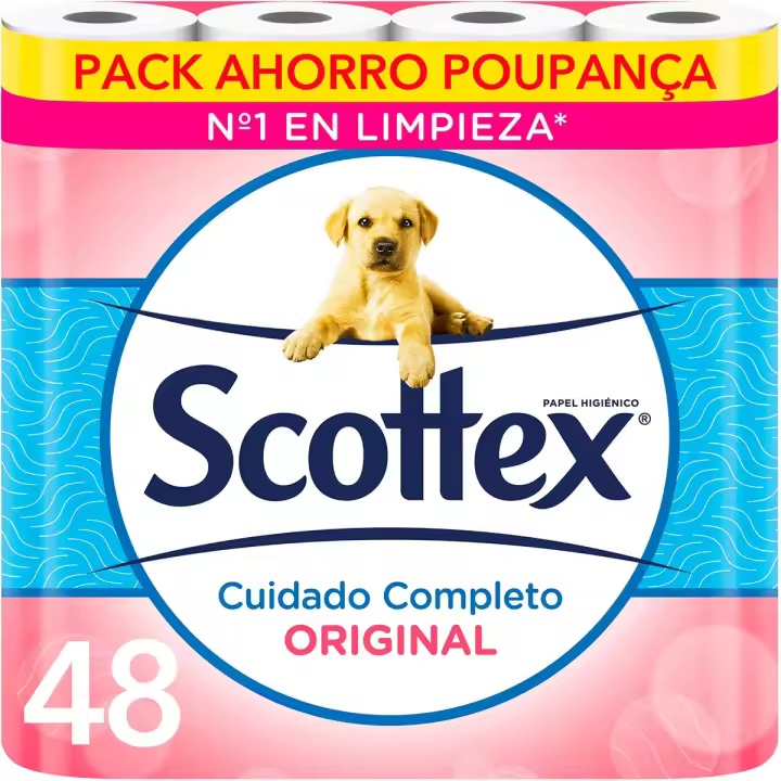 SCOTTEX papel higiénico Cuidado Completo Original 2 capas paquete 48 rollos - 1