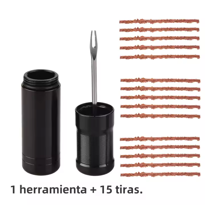 Kit De Reparación De Neumáticos Ciclismo Tubeless Con Plugues Y Herramienta De Inserción De Strips De Goma Para Bicicletas De Carretera Y MTB - 1