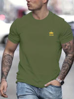 Camiseta De Algodón 100% Para Hombre Verano Estampado De Corona KING Cuello Redondo Manga Corta Casual Cómoda Transpirable - details 2
