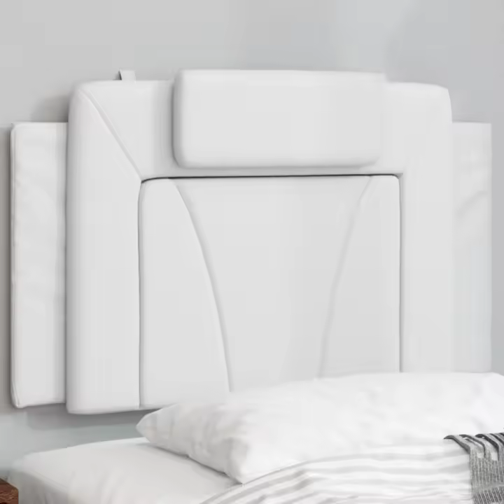 vidaXL Cabecero de cama acolchado cuero sintético blanco 80 cm - 1