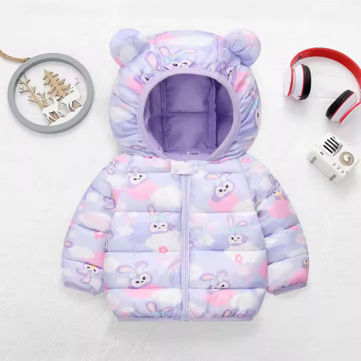 Chaqueta Gruesa Invierno Para Niños Y Niñas Con Estampado De Oso Resistentes Al Polvo Con Lining De Velours Cálido Con Capucha Traje De Nieve Para 2-6 Años Azul Negro - 1