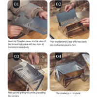 Barbacoa Portátil Plegable De Acero Inoxidable Para Camping Multifuncional Con Soporte Para Madera Y Red De Alimentos Para 2-3 Personas - details 7