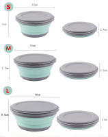 Juego De 3 Piezas De Caja De Almuerzo Plegable En Silicona Taza De Ensalada Plegable Con Tapa Contenedor De Alimentos Para Camping Y Exteriores - details 2