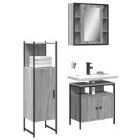 vidaXL Set de muebles de baño 3 pzas madera contrachapada en color Roble Sonoma/Gris sonoma/Roble ahumado y más | almacenamiento funcional diseño moderno para baño dormitorio sala - details 1