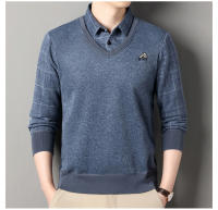 Suéter De Poliéster Para Hombre Con Cuello Polo Y Rayas Gris Oscuro Acolchado Y Cálido Para Otoño E Invierno Moda Coreana - details 3