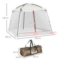Outsunny Carpa de Jardín 3x3 m Cenador para 6-8 Personas con 4 Mosquiteras y 2 Puertas Protección UV50+ Incluye Bolsa de Transporte para Terraza Patio Exterior Blanco - details 2