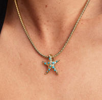 PANDORA Charm de estrella de mar azul Everbright , charm de vida marina - details 1