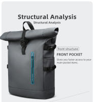 Mochila Impermeable Rolltop HK Para Hombres Y Mujeres Gran Capacidad Con Portátil Para Viajes Escuela Y Negocios Antirrobo Con USB - details 7