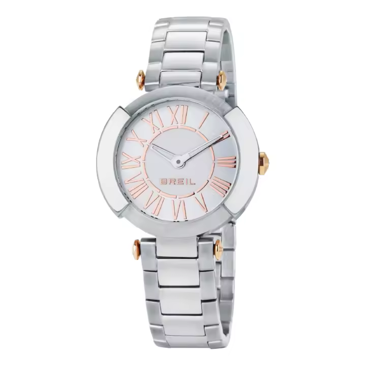 BREIL Reloj de Mujer Esfera FLAIRE Movimiento SOLO PLATA - 3 CUARZO LANCHE, Pulsera de Acero Plateado - 1