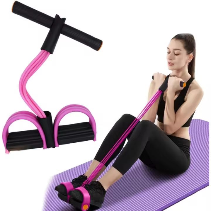Cuerda de tensión multifunción, banda de resistencia elástica para pedal de yoga de 6 tubos, cuerda de tensión de látex natural, equipo de fitness, color rosa - 1